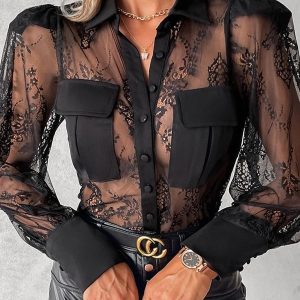 Chemisier sexy en dentelle élégante pour femme