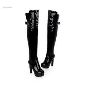 Cuissardes en vinyle brillantes, style sexy et tendance