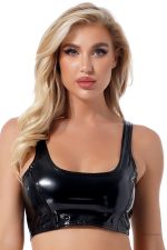 Haut Noir Sexy en tissu léger et ajusté