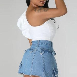 Jupe en denim ajustée, parfaite pour les sorties estivales
