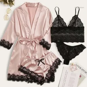 Nuisette sexy élégante en dentelle et satin