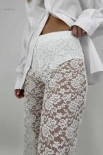 Pantalon sexy en matériau transparent pour femme