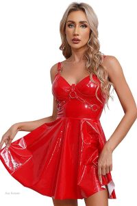 Robe bustier en latex avec finition brillante