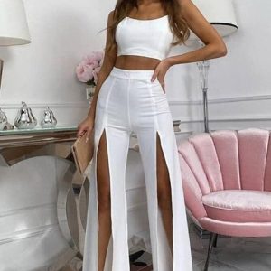 Pantalon sexy blanc au style élégant et séduisant