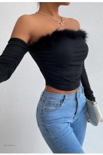 Haut sexy à manches longues, parfait pour une soirée