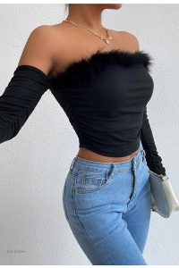 Haut sexy à manches longues, parfait pour une soirée