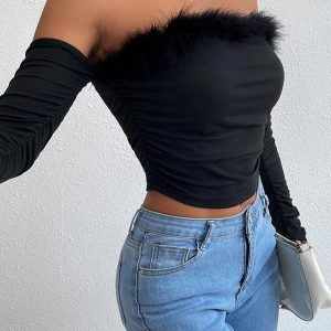 Haut sexy à manches longues, parfait pour une soirée